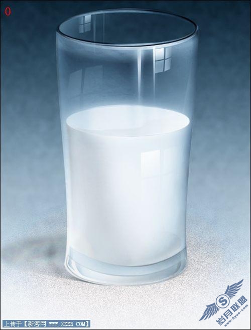 Photoshop鼠绘实例:装着牛奶的玻璃杯