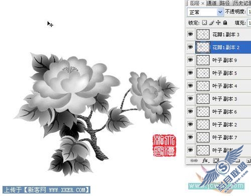 Photoshop鼠绘实例:手绘牡丹花的方法