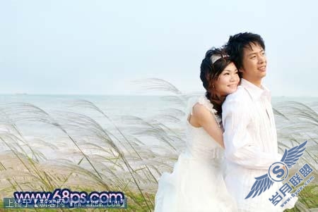 Photoshop打造浪漫的海景婚片
