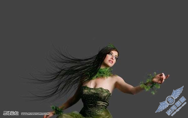 Photoshop合成教程：制作幽暗森林里的绿色魔女【图】_
