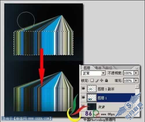 Photoshop利用单像素图形复制制作彩色立方体