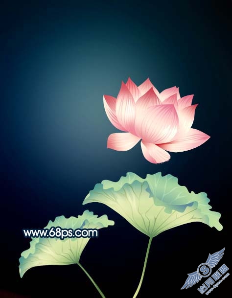Photoshop制作一张漂亮的荷花插画
