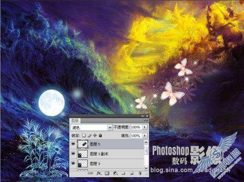 Photoshop制作暗夜梦幻的波涛效果图