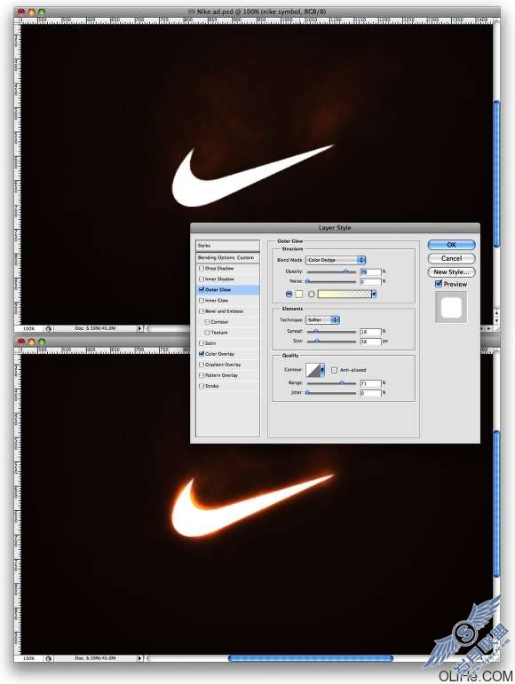 Photoshop制作火焰效果耐克标志【图】_