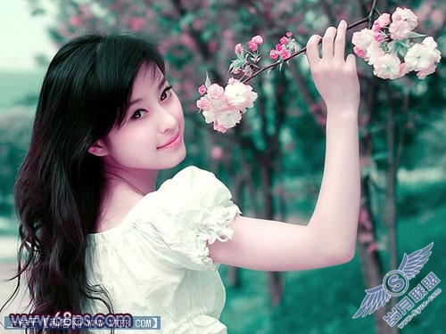 Photoshop调出漂亮MM甜美的挑花色