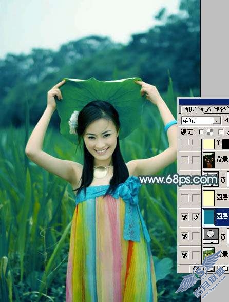 Photoshop照片处理：调出古典暗黄色外景美女照片【图】_