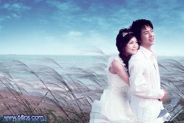 Photoshop打造浪漫的海景婚片