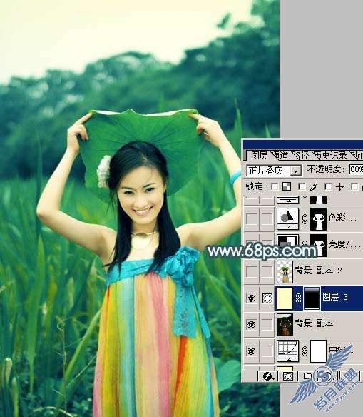 Photoshop照片处理：调出古典暗黄色外景美女照片【图】_