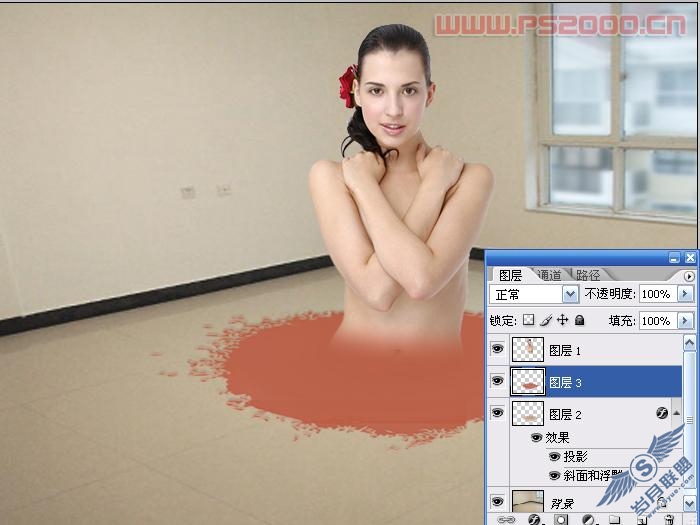 Photoshop教程:美女下半身融化特效