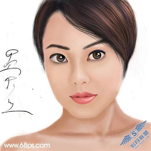 Photoshop鼠绘：短发美女头像