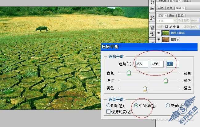 Photoshop合成江南绿意盎然的烟雨诗意图