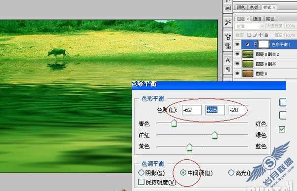 Photoshop合成江南绿意盎然的烟雨诗意图