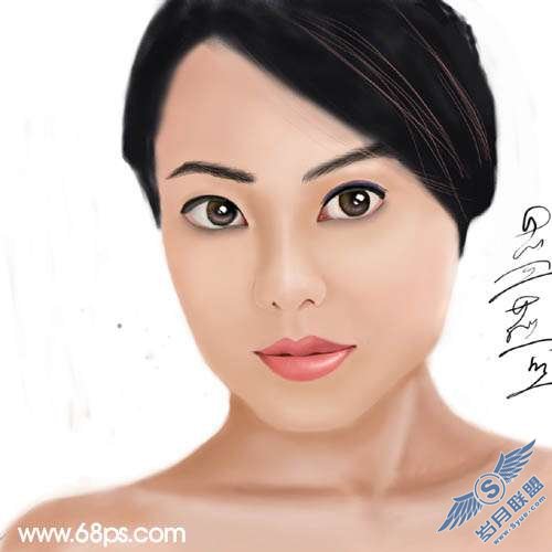 Photoshop鼠绘：短发美女头像