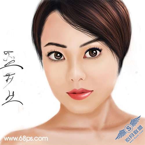 Photoshop鼠绘：短发美女头像