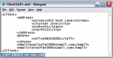 ͼ 1. 洢 CLIENTS еʾ XML ļ