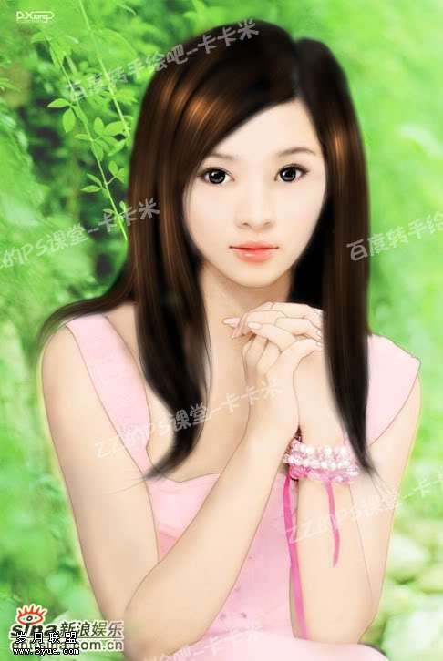 Photoshop照片处理:制作清纯MM手绘照片_新客网