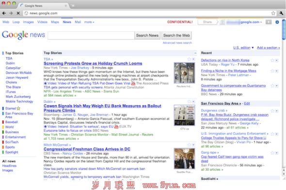 Google News的顶部工具栏新添“分享(Share)”按钮