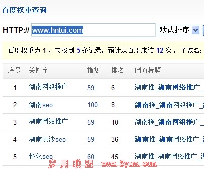 湖南SEO部分关键字排名图