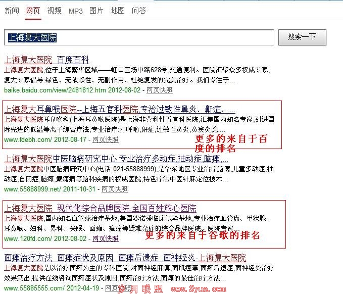 搜索的结果对比