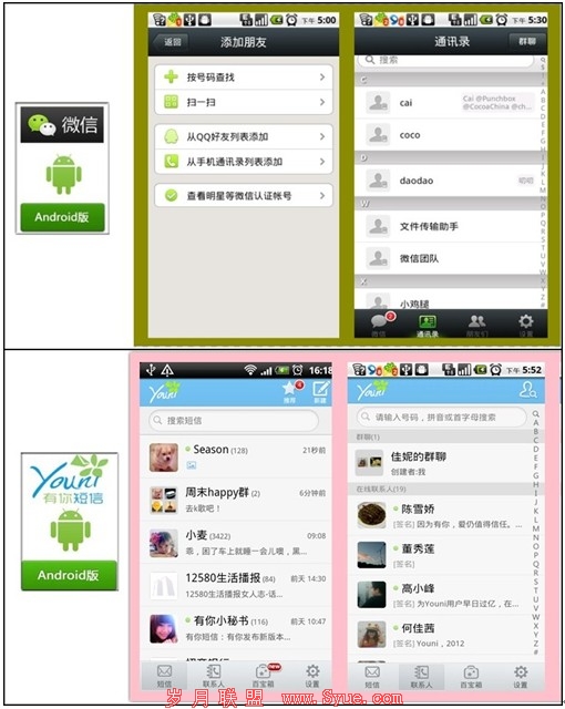聊天用微信,短信用Youni