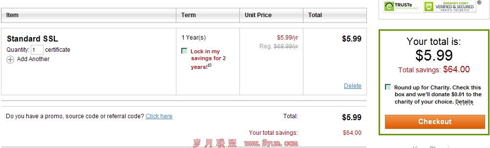 美国Godaddy SSL2月优惠