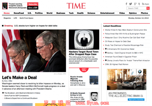 TIME homepage