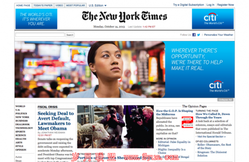 Banner advertising used on The New York Times website.