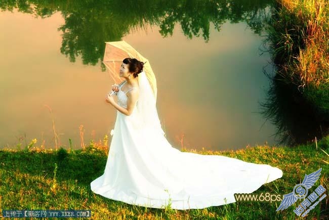 Photoshop打造晚霞中的美丽新娘