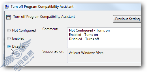 Windows 7 & Vista:禁用程序兼容性助手