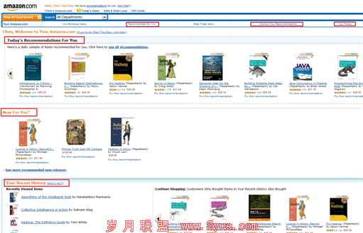 Amazon 的推荐机制 - 首页