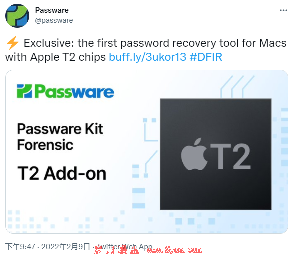 密码恢复公司宣称已攻破苹果T2安全芯片